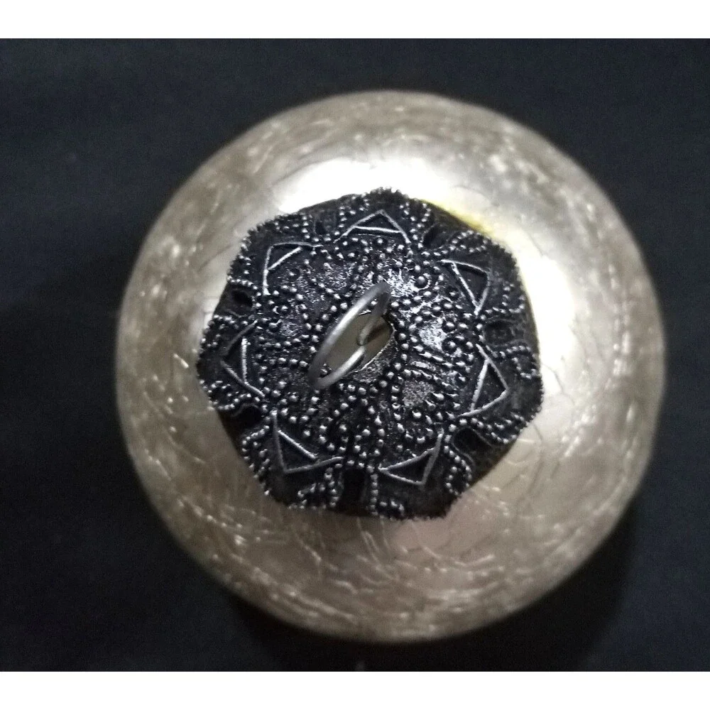 Vtg KUGEL Style Crackle Mercury Glass Heavy Christmas Ornament Ball Silver Cream